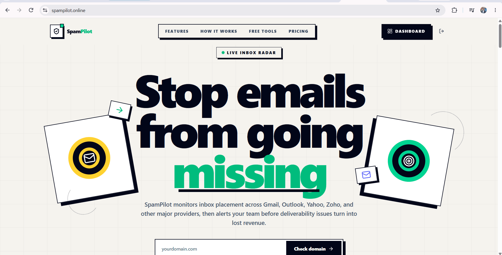 SpamPilot email deliverability monitoring dashboard